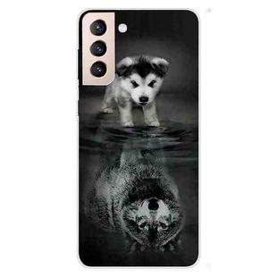 For Samsung Galaxy S22+ 5G Colored Drawing Pattern High Transparent TPU Phone Protective Case(Reflected Wolf)