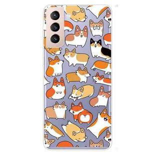 For Samsung Galaxy S22+ 5G Colored Drawing Pattern High Transparent TPU Phone Protective Case(Multiple Corgis)