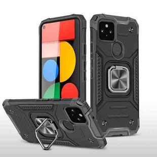 For Google Pixel 4a 5G Magnetic Armor Shockproof TPU + PC Phone Case with Metal Ring Holder(Black)