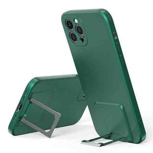 Skin Feel Frosted TPU Shockproof Phone Case with Telescopic Holder For iPhone 13 Pro(Green)