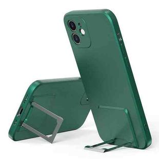 Skin Feel Frosted TPU Shockproof Phone Case with Telescopic Holder For iPhone 12(Green)