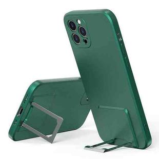 Skin Feel Frosted TPU Shockproof Phone Case with Telescopic Holder For iPhone 11 Pro(Green)
