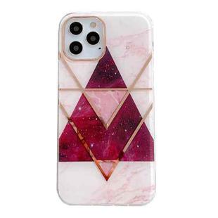 For iPhone 13 Dual-side Laminating  Marble TPU Phone Case(Stitching Red)