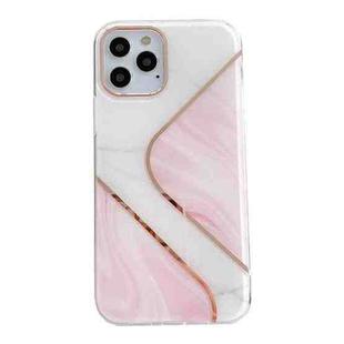 For iPhone 12 / 12 Pro Dual-side Laminating  Marble TPU Phone Case(S Pink White)