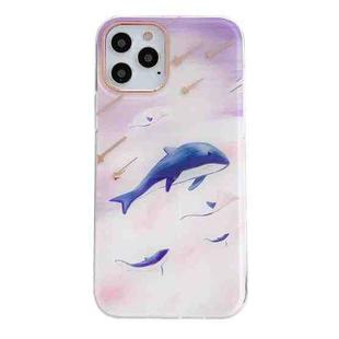 For iPhone 11 Pro Max Dual-side Laminating  Marble TPU Phone Case (Purple Dolphin)