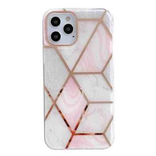 For iPhone 11 Pro Max Dual-side Laminating  Marble TPU Phone Case (Stitching Pink Gray)