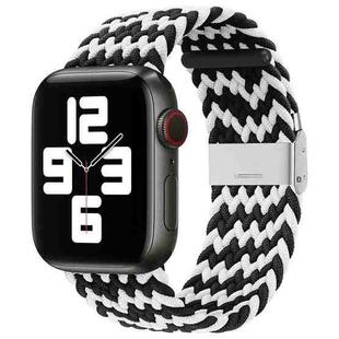Nylon Braid One Buckle Watch Band For Apple Watch Series 8&7 41mm / SE 2&6&SE&5&4 40mm / 3&2&1 38mm(W Black White)