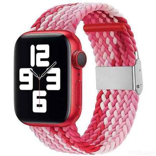 Nylon Braid One Buckle Watch Band For Apple Watch Series 8&7 41mm / SE 2&6&SE&5&4 40mm / 3&2&1 38mm(Strawberry Red)