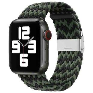 Nylon Braid One Buckle Watch Band For Apple Watch Ultra 49mm / Series 8&7 45mm / SE 2&6&SE&5&4 44mm / 3&2&1 42mm(W Black Green)