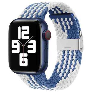 Nylon Braid One Buckle Watch Band For Apple Watch Ultra 49mm / Series 8&7 45mm / SE 2&6&SE&5&4 44mm / 3&2&1 42mm(Z Blue White)