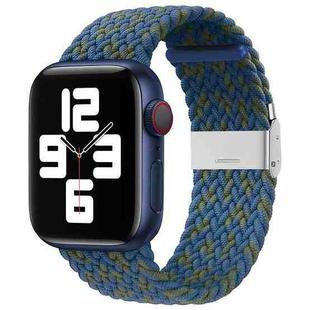 Nylon Braid One Buckle Watch Band For Apple Watch Ultra 49mm / Series 8&7 45mm / SE 2&6&SE&5&4 44mm / 3&2&1 42mm(Blue Green)