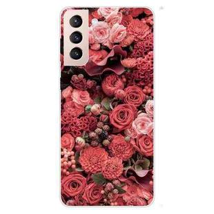 For Samsung Galaxy S22 5G Shockproof Painted Transparent TPU Phone Protective Case(Many Red Roses)
