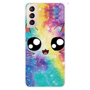 For Samsung Galaxy S22 5G Shockproof Painted Transparent TPU Phone Protective Case(Starry Cute Cat)