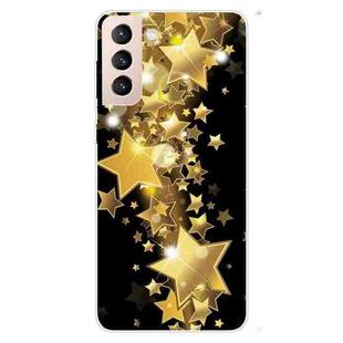 For Samsung Galaxy S22 5G Shockproof Painted Transparent TPU Phone Protective Case(Gold Star)