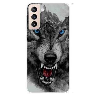 For Samsung Galaxy S22+ 5G Shockproof Painted Transparent TPU Phone Protective Case(Mountain Wolf)