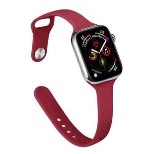 Slimming Silicone Watch Band For Apple Watch Ultra 49mm / Series 8&7 45mm / SE 2&6&SE&5&4 44mm / 3&2&1 42mm(Rose Red)