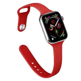 Slimming Silicone Watch Band For Apple Watch Ultra 49mm / Series 8&7 45mm / SE 2&6&SE&5&4 44mm / 3&2&1 42mm(Red)