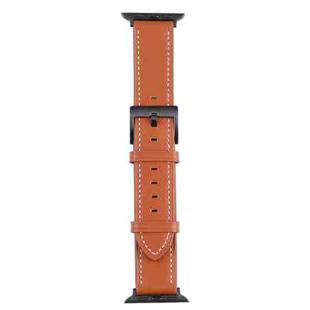 Leather Watch Band For Apple Watch Ultra 49mm / Series 8&7 45mm / SE 2&6&SE&5&4 44mm / 3&2&1 42mm(Orange)