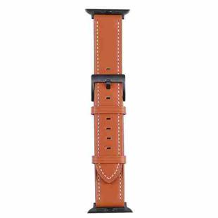 Leather Watch Band For Apple Watch Series 8&7 41mm / SE 2&6&SE&5&4 40mm / 3&2&1 38mm(Orange)