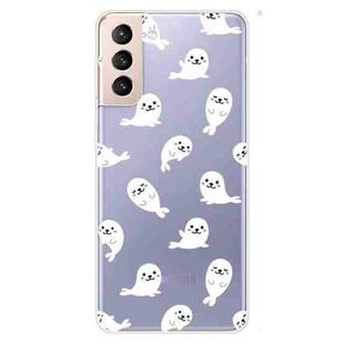 For Samsung Galaxy S22 5G Painted Pattern High Transparent TPU Phone  Protective Case(White Sea Lion)