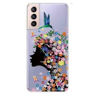 For Samsung Galaxy S22 5G Painted Pattern High Transparent TPU Phone  Protective Case(Flower Girl)