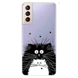 For Samsung Galaxy S22 5G Coloured Drawing Pattern Highly Transparent TPU Phone Protective Case(Black White Rat)