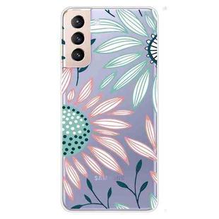 For Samsung Galaxy S22 5G Coloured Drawing Pattern Highly Transparent TPU Phone Protective Case(Flower)