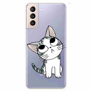 For Samsung Galaxy S22 5G Coloured Drawing Pattern Highly Transparent TPU Phone Protective Case(Cat)