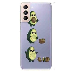 For Samsung Galaxy S22+ 5G Coloured Drawing Pattern Highly Transparent TPU Phone Protective Case(Avocado)