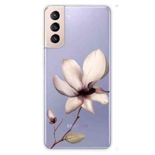 For Samsung Galaxy S22+ 5G Coloured Drawing Pattern Highly Transparent TPU Phone Protective Case(Lotus)
