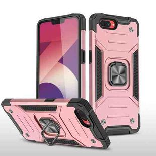 For OPPO A3s Magnetic Armor Shockproof TPU + PC Phone Case with Metal Ring Holder(Rose Gold)