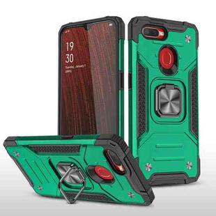 For OPPO A5s & A7 Magnetic Armor Shockproof TPU + PC Phone Case with Metal Ring Holder(Dark Green)