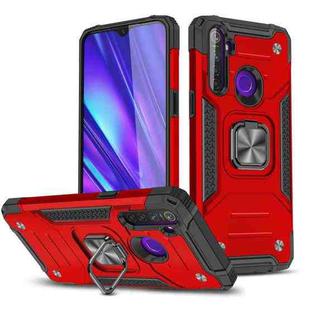 For OPPO Realme 5 Magnetic Armor Shockproof TPU + PC Phone Case with Metal Ring Holder(Red)