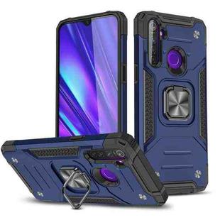 For OPPO Realme 5 Magnetic Armor Shockproof TPU + PC Phone Case with Metal Ring Holder(Blue)
