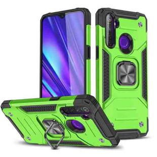 For OPPO Realme 5 Magnetic Armor Shockproof TPU + PC Phone Case with Metal Ring Holder(Green)