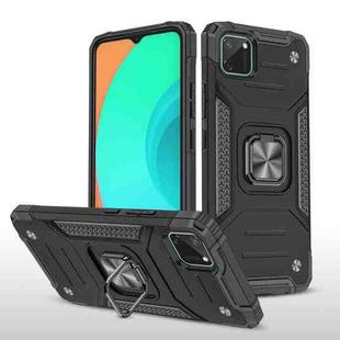 For OPPO Realme C11 Magnetic Armor Shockproof TPU + PC Phone Case with Metal Ring Holder(Black)
