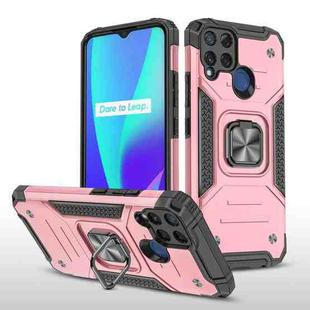 For OPPO Realme C15 Magnetic Armor Shockproof TPU + PC Phone Case with Metal Ring Holder(Rose Gold)