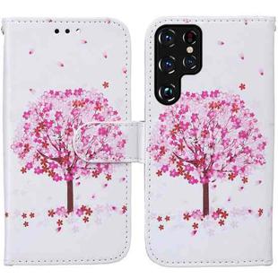 For Samaung Galaxy S22 Ultra 5G Horizontal Flip Phone Leather Case with Holder & Card Slots & Photo Frame & Wallet(Cherry Blossoms Tree)