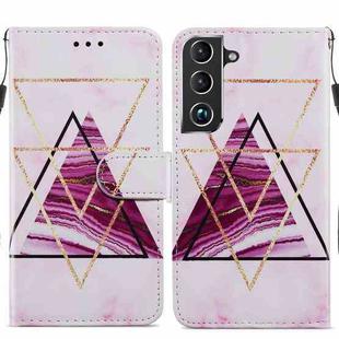 For Samsung Galaxy S22 5G Painted Pattern Horizontal Flip Phone Leather Case with Holder & Card Slots & Photo Frame(Three-color Marble)