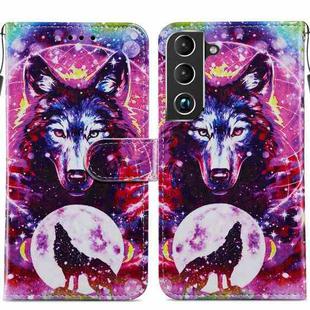 For Samsung Galaxy S22+ 5G Painted Pattern Horizontal Flip Phone Leather Case with Holder & Card Slots & Photo Frame(Wolf Totem)