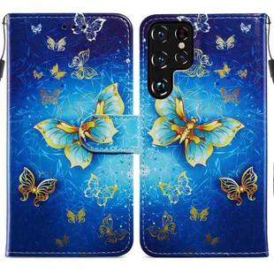 For Samaung Galaxy S22 Ultra 5G Painted Pattern Horizontal Flip Phone Leather Case with Holder & Card Slots & Photo Frame(Phnom Penh Butterfly)