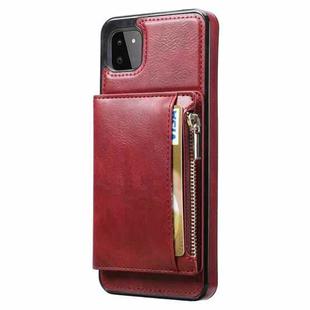 For Samsung Galaxy A22 Zipper Wallet Bag PU Back Cover Shockrpoof Phone Case with Holder & Card Slots & Wallet(Red)