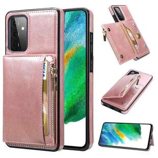 For Samsung Galaxy A72 5G / 4G Zipper Wallet Bag PU Back Cover Shockrpoof Phone Case with Holder & Card Slots & Wallet(Pink)