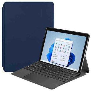 For Microsoft Surface Pro 8 Solid Color Electric Pressed Horizontal Flip Tablet Leather Case with Holder(Dark Blue)