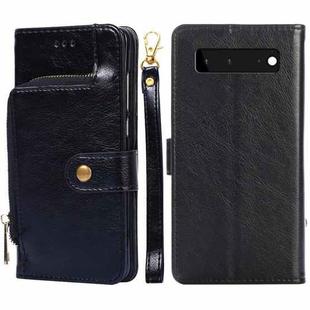 For Google Pixel 6 Zipper Bag Horizontal Flip Leather Phone Case with Holder & Card Slots & Lanyard(Black)