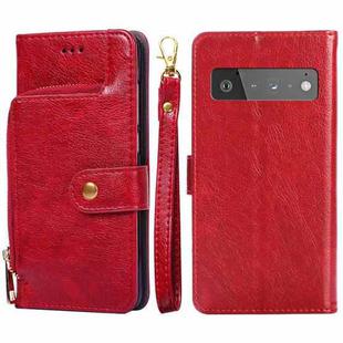 For Google Pixel 6 Pro Zipper Bag Horizontal Flip Leather Phone Case with Holder & Card Slots & Lanyard(Red)