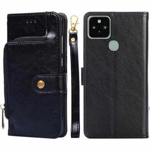 For Google Pixel 5 Zipper Bag Horizontal Flip Leather Phone Case with Holder & Card Slots & Lanyard(Black)