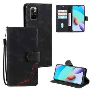 For Xiaomi Redmi Note 10 Pro Three-color Stitching Calf Texture Horizontal Flip Phone Leather Case with Holder & Card Slots & Wallet(Black)