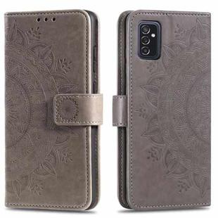 For Samsung Galaxy M52 5G Totem Flower Embossed Horizontal Flip Phone Leather Case with Holder & Card Slots & Wallet(Grey)