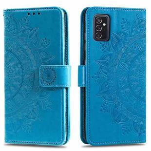 For Samsung Galaxy M52 5G Totem Flower Embossed Horizontal Flip Phone Leather Case with Holder & Card Slots & Wallet(Blue)